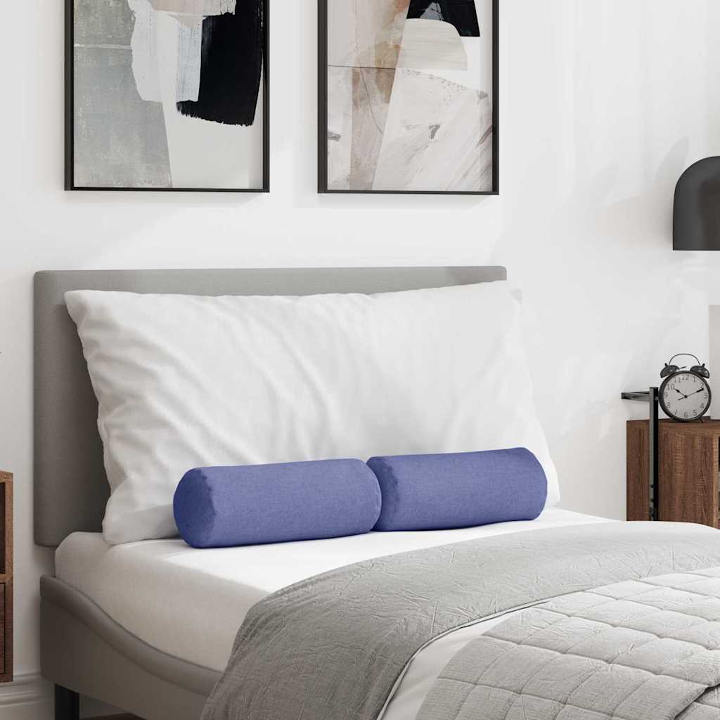 Bolster Pillows 2 pcs Jeans Blue Ø 15 x 40 cm Fabric